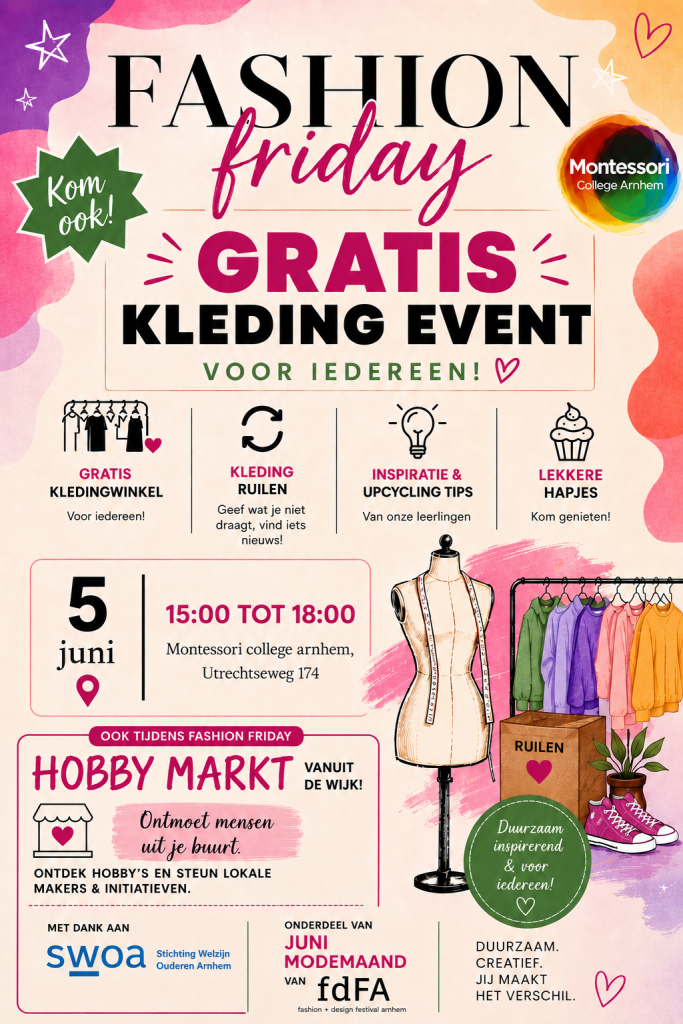Duurzame mode, kledingruil & ontmoeting – Montessoricollege Arnhem